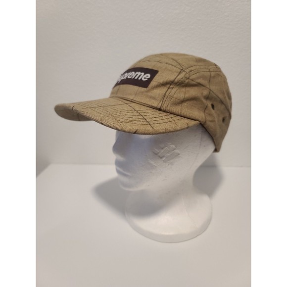 Supreme Plaid Tartan Camp Cap - Brown Box Logo 5 Panel Hat Vintage Made in USA - Picture 3 of 10